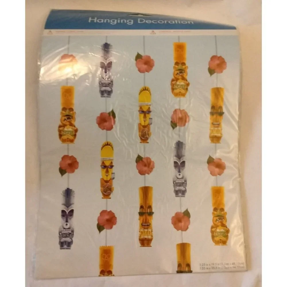 Tiki Mug Garland Luau Hawaiian Summer Luau Beach Party Decoration 19 ft Long